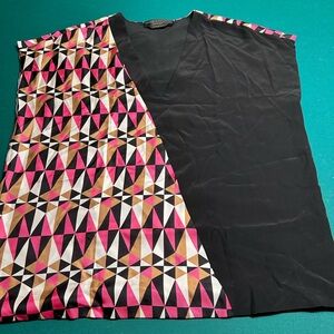 Vintage Marina Rinaldi Geometric Black and Pink Women's Top